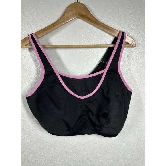 Glamorise Sports Bra Womens 44D Black Pink No-Bounce Camisole High Impact 1066 - Picture 6 of 6